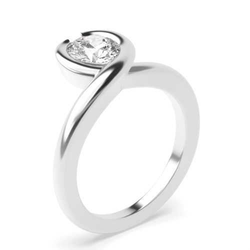 Bezel Setting Round Platinum Charm Engagement Rings