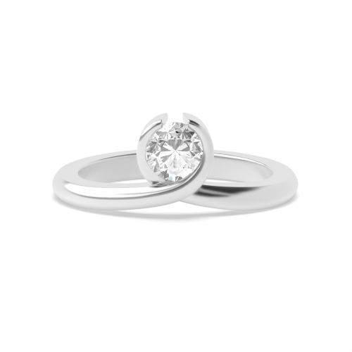 Bezel Setting Round Platinum Charm Engagement Rings