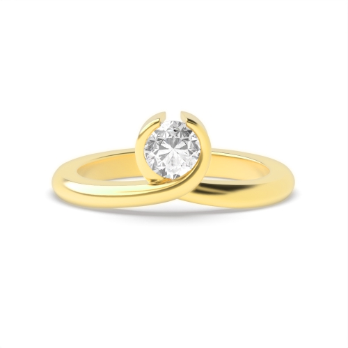 4 Prong Round Yellow Gold Charm Twisted Engagement Rings