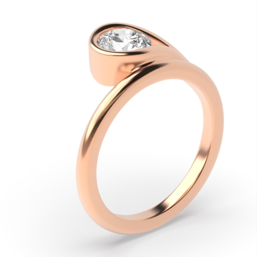 Bezel Set Round Solitaire Diamond Twist Engagement Rings 
