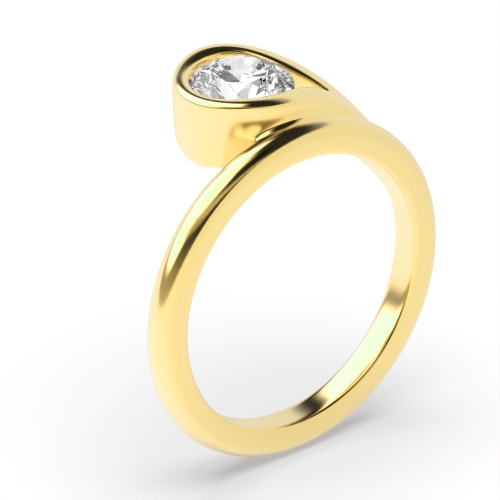 Bezel Set Round Solitaire Diamond Twist Engagement Rings 
