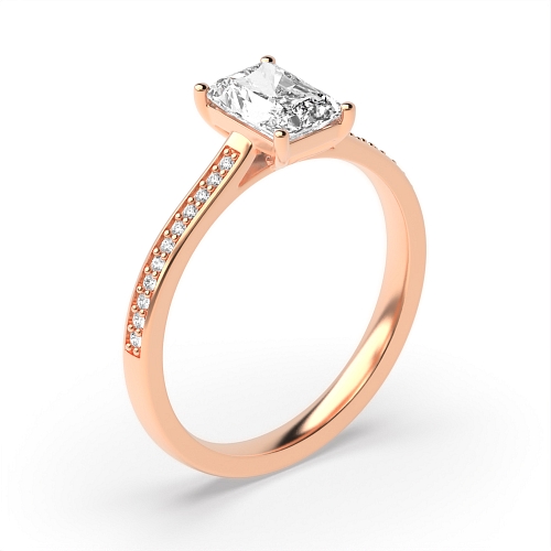 Radiant Rose Gold Delicate shank Engagement Rings