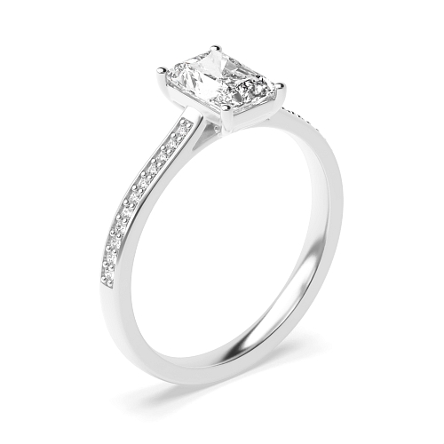 4 Prong Radiant Silver Delicate shank Engagement Rings