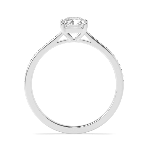 4 Prong Radiant Silver Delicate shank Engagement Rings