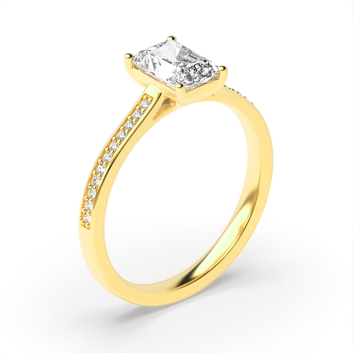 Radiant Yellow Gold Delicate shank Engagement Rings