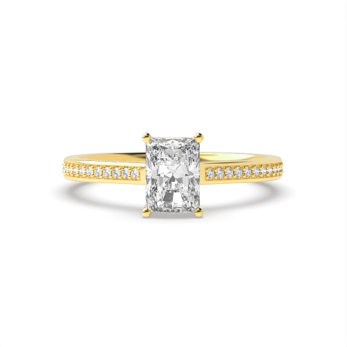 Radiant Yellow Gold Delicate shank Engagement Rings