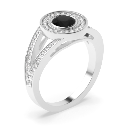 Bezel Setting Round Split shank Black Diamond Engagement Rings