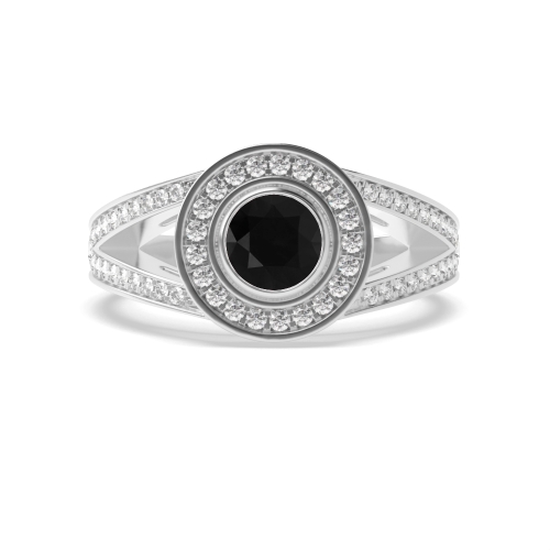 Bezel Setting Round Split shank Black Diamond Engagement Rings