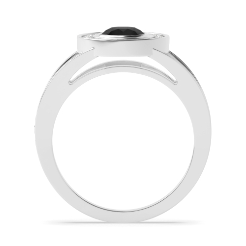 Bezel Setting Round Split shank Black Diamond Engagement Rings