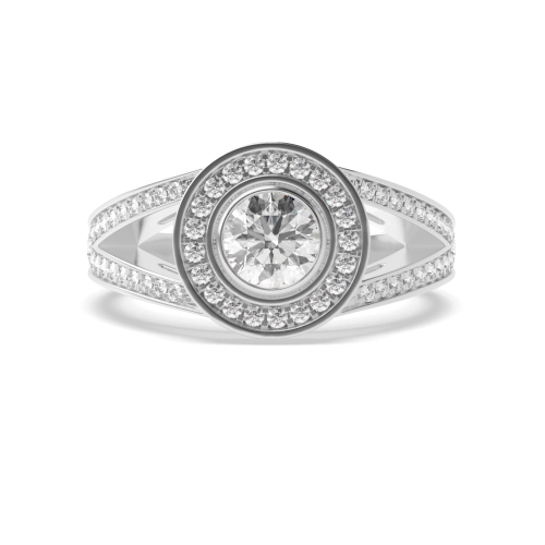 Bezel Setting Round Split shank Side Stone Engagement Rings