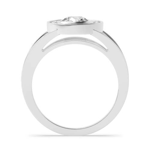 Bezel Setting Round Split shank Side Stone Engagement Rings