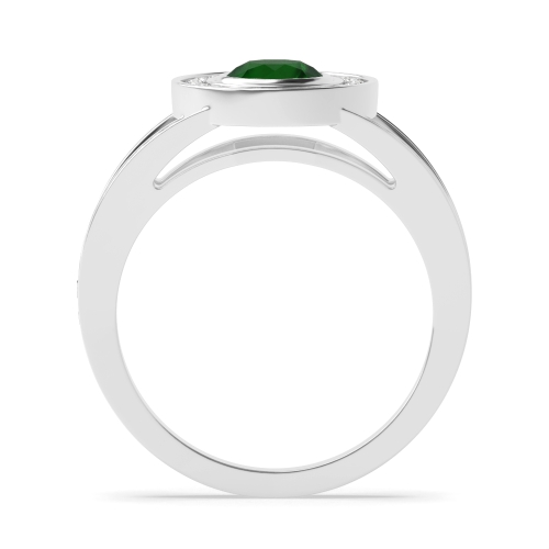 Bezel Setting Round Split shank Emerald Engagement Rings