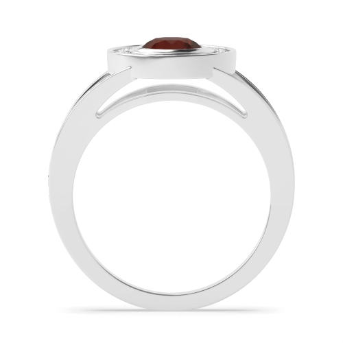 Bezel Setting Round Split shank Garnet Halo Engagement Rings