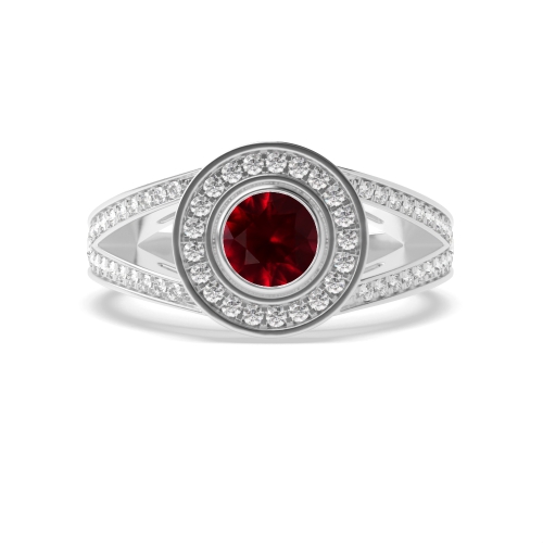 Bezel Setting Round Split shank Ruby Engagement Rings