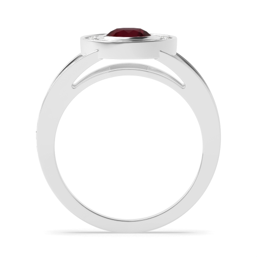 Bezel Setting Round Split shank Ruby Engagement Rings