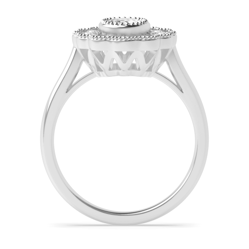 Bezel Setting Oval Miligrain flower Lab Grown Diamond Antique Engagement Rings