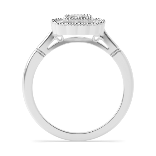 Bezel Setting Radiant Miligrain Halo Engagement Ring