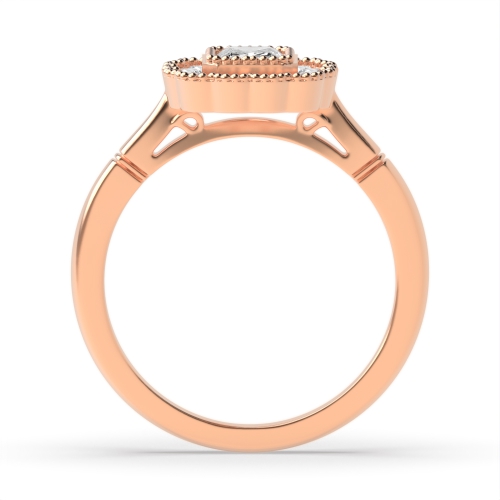 Bezel Setting Radiant Rose Gold Miligrain Vintage Wedding Engagement Rings