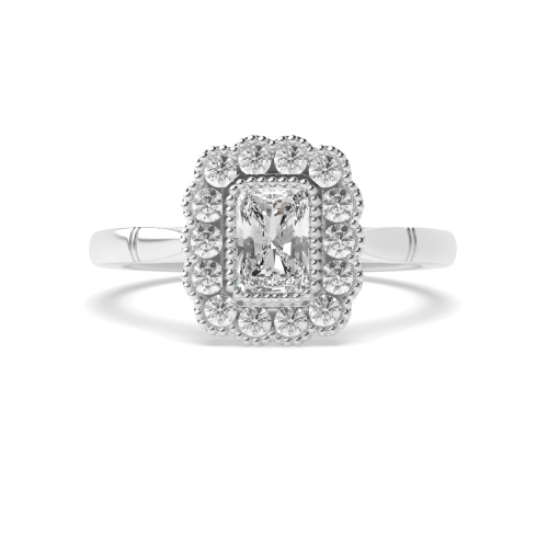 Bezel Setting Radiant Silver Miligrain Vintage Engagement Rings