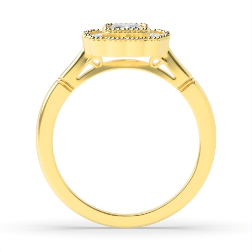 Bezel Setting Radiant Yellow Gold Miligrain Antique Engagement Rings