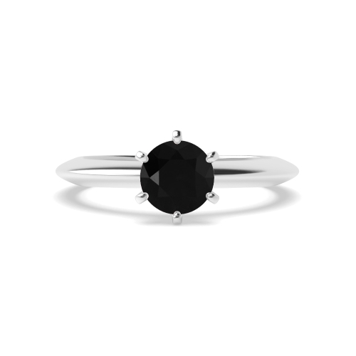 6 Prong Knief Edge Black Diamond Solitaire Engagement Ring