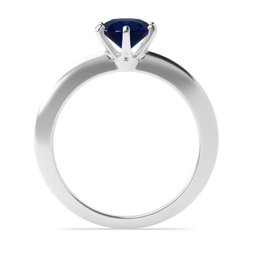 6 Prong Knief Edge Blue Sapphire Solitaire Engagement Ring