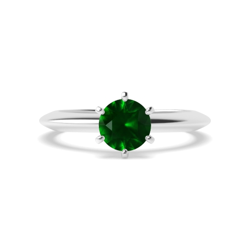 6 Prong Knief Edge Emerald Solitaire Engagement Ring