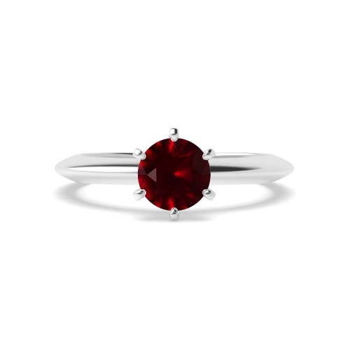 6 Prong Knief Edge Ruby Solitaire Engagement Ring