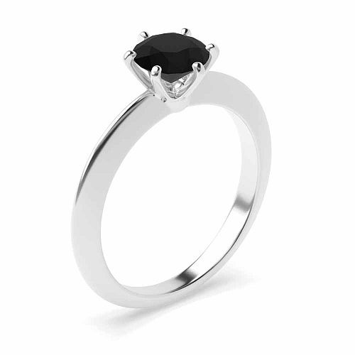 Knife edge Black Diamond Solitaire Engagement Rings