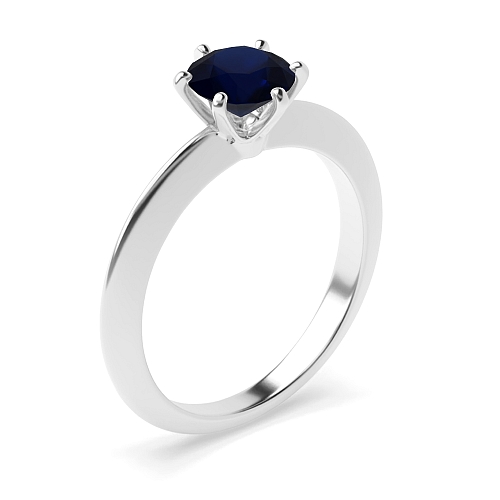 Knife edge Blue Sapphire Engagement Rings