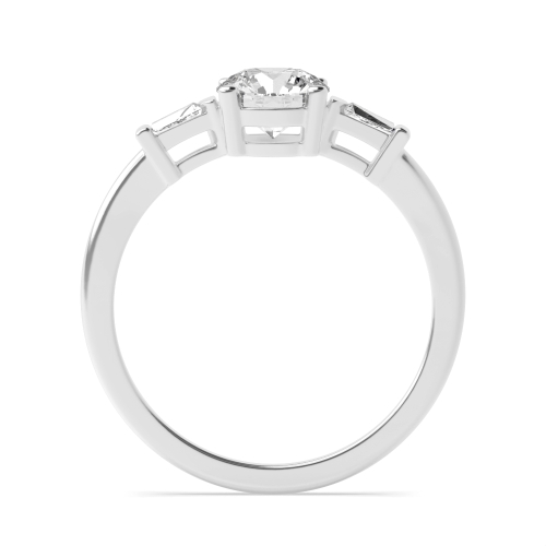 4 Prong Round With tapered baguette Engagement Rings