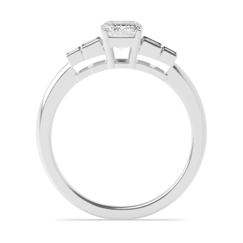 4 Prong Radiant Step Shoulder Side Stone Engagement Ring