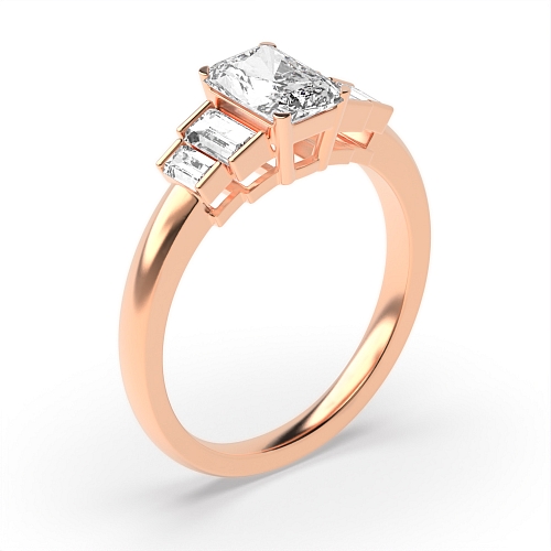 4 Prong Rose Gold Step shoulder Engagement Rings