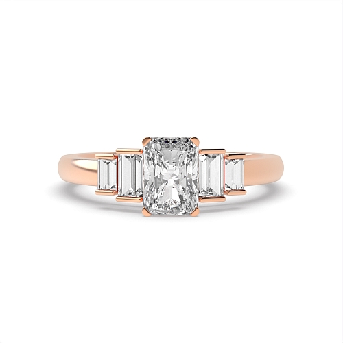 4 Prong Rose Gold Step shoulder Engagement Rings