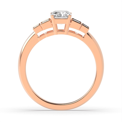 4 Prong Rose Gold Step shoulder Engagement Rings