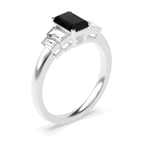 Step shoulder Black Diamond Engagement Rings