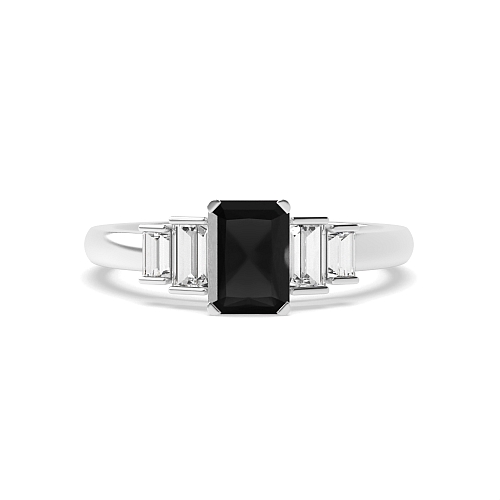 Step shoulder Black Diamond Engagement Rings