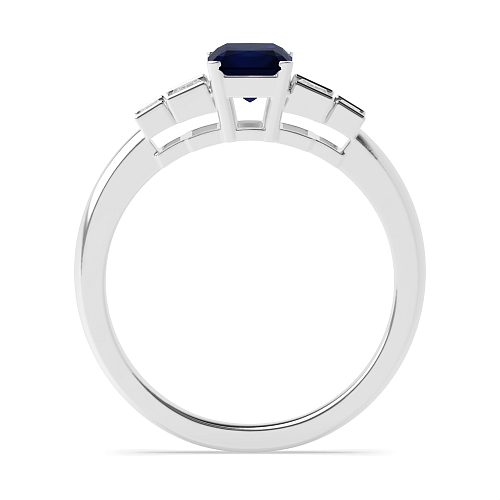 Step shoulder Blue Sapphire Engagement Rings