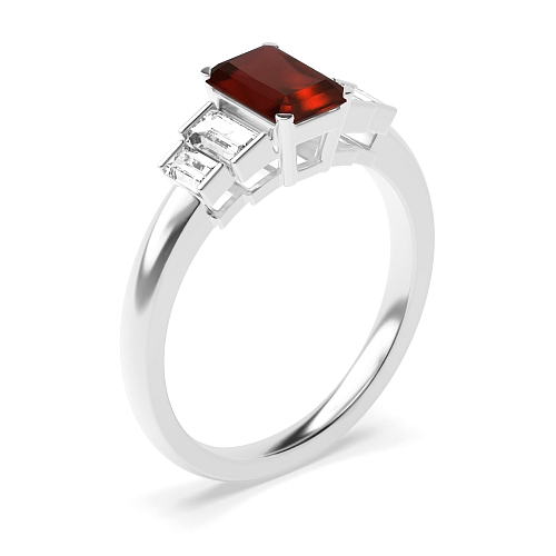 Step shoulder Garnet Engagement Rings