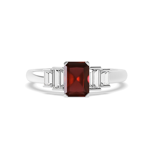 Step shoulder Garnet Engagement Rings