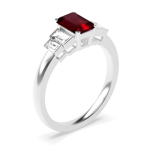 Step shoulder Ruby Engagement Rings