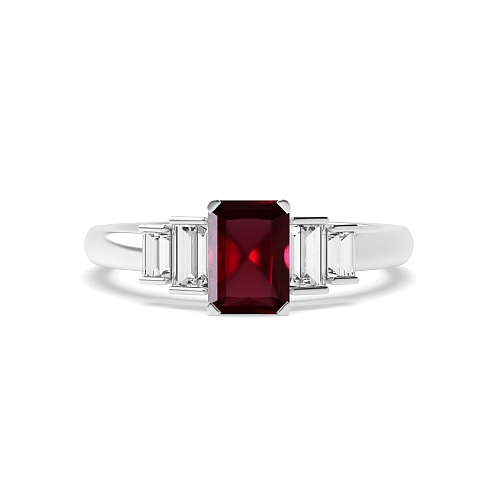Step shoulder Ruby Engagement Rings