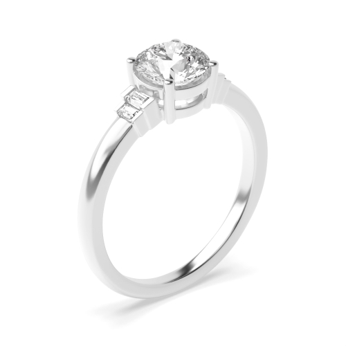 Side Stone On Shoulder Set Diamond Engagement Ring Yellow Gold / Platinum