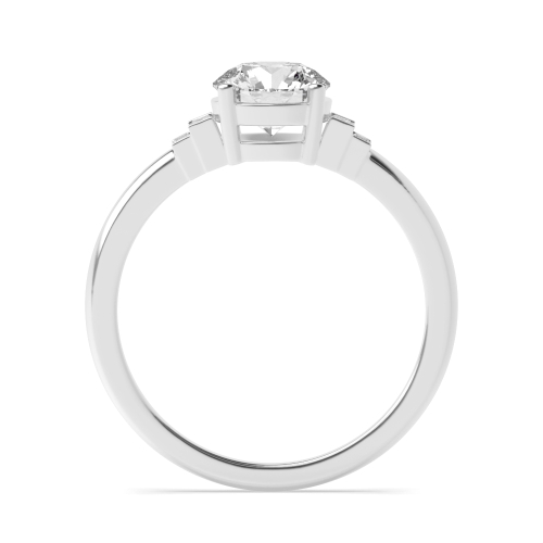 4 Prong Round With Baguette Side Stone Engagement Ring