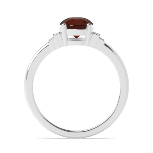 Round With baguette Garnet Engagement Rings