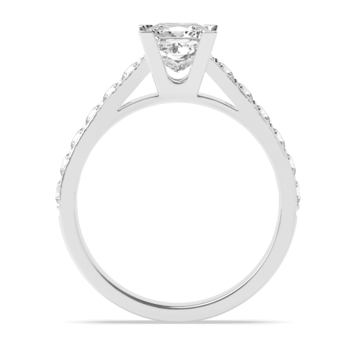 4 Prong Princess Corner Claws Side Stone Engagement Ring