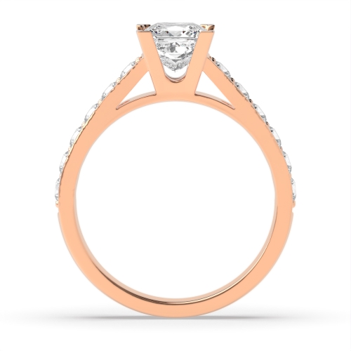 4 Prong Princess Rose Gold Corner claw Engagement Rings