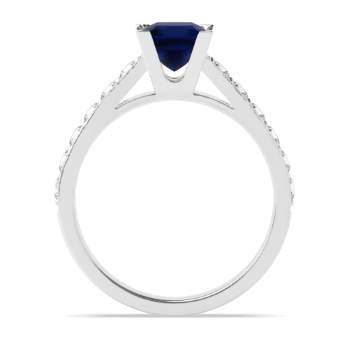 4 Prong Princess Corner claw Blue Sapphire Engagement Rings