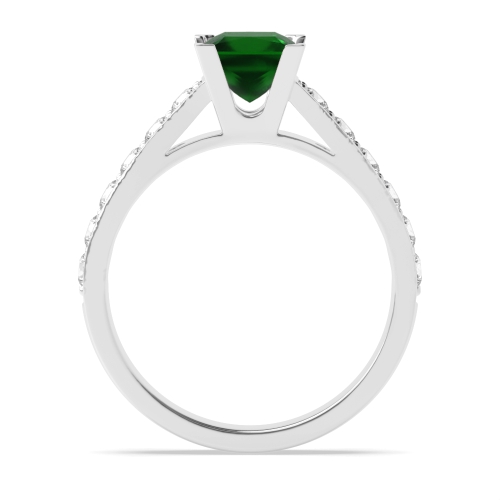 4 Prong Princess Corner claw Emerald Engagement Rings