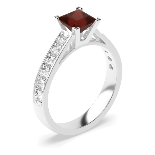 4 Prong Princess Corner claw Garnet Engagement Rings